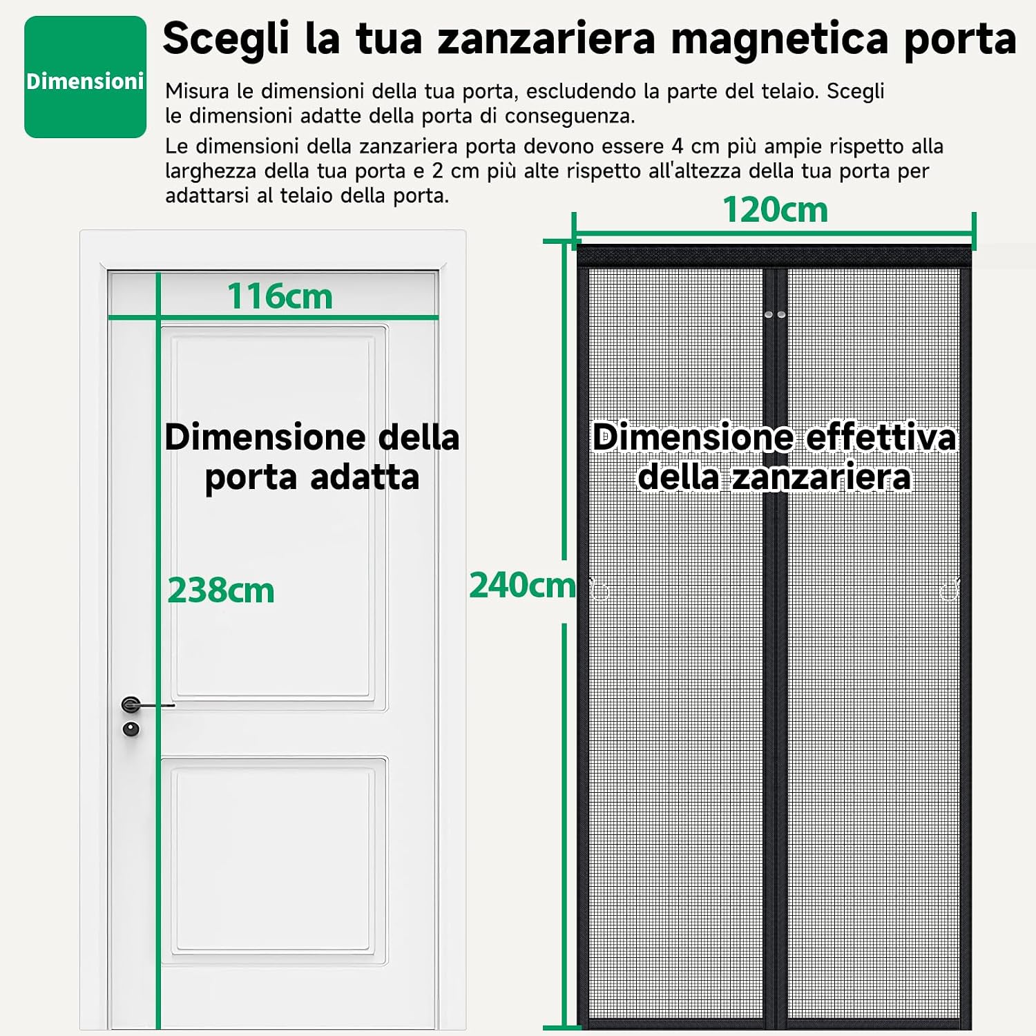 Thumbnail 3 de HOFUDON Zanzariera Magnetica 120x240 cm, Nero – Rete in Vetroresina con Chiusura Automatica