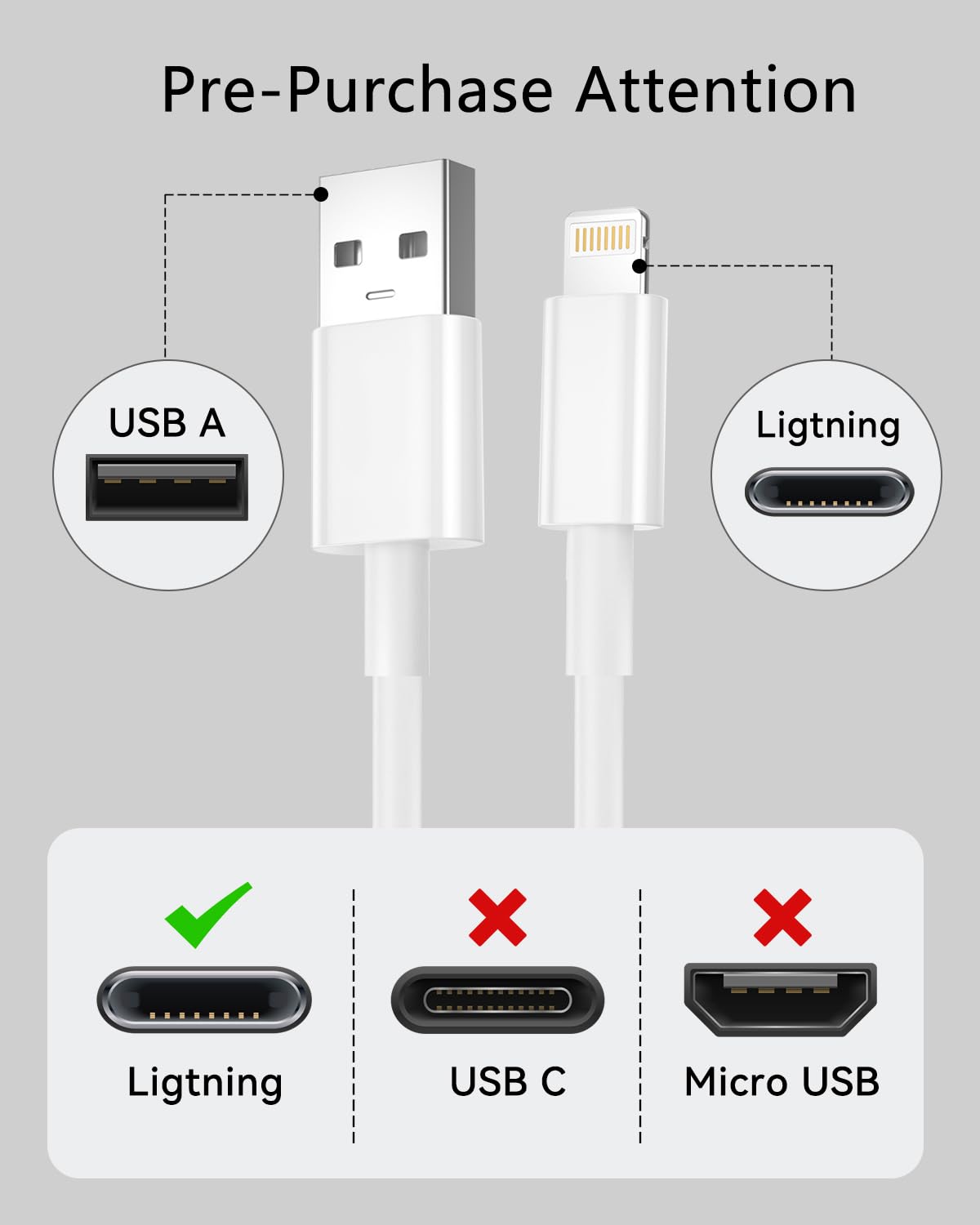 Detalle de Câble iPhone Lightning 1M 2Pack MFi