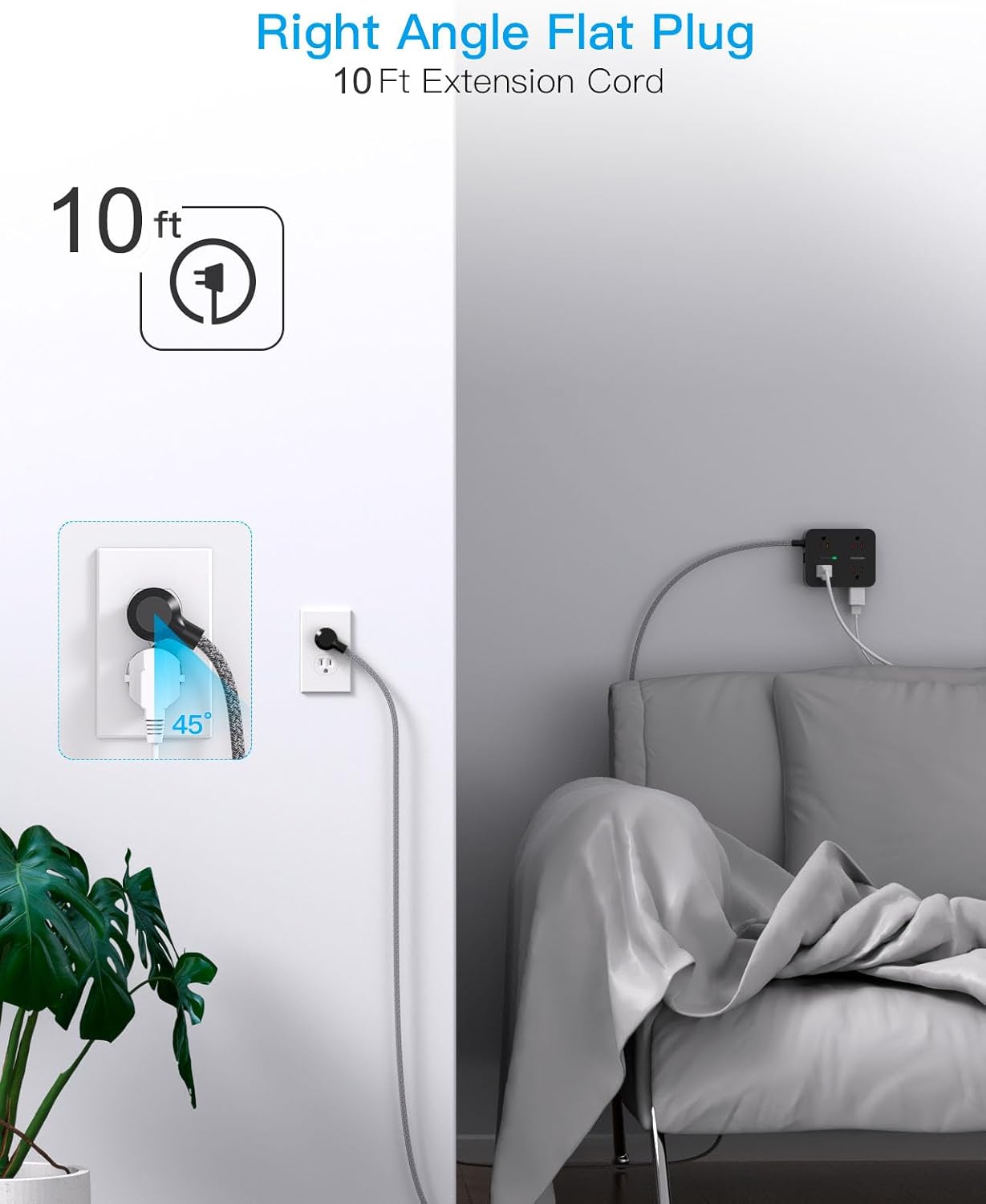 Thumbnail 6 de HANYCONY HN8U5WC2 Surge Protector Power Strip, 8 Outlets, 4 USB Ports
