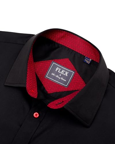 Thumbnail 3 de J.VER Hemd Kurzarm Herren Casual Regular Fit Bügelfrei Faltenfrei mit Tasche – Schwarz/Rot, Größe M