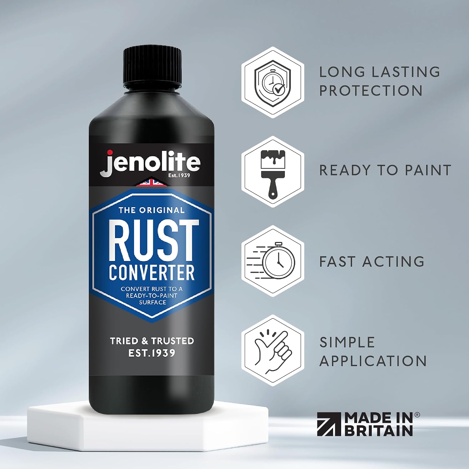 Thumbnail 1 de JENOLITE Rostumwandler mit Grundierung, 500 ml – wasserbasiert zum Umwandeln von Rost und für überlackierbare Flächen