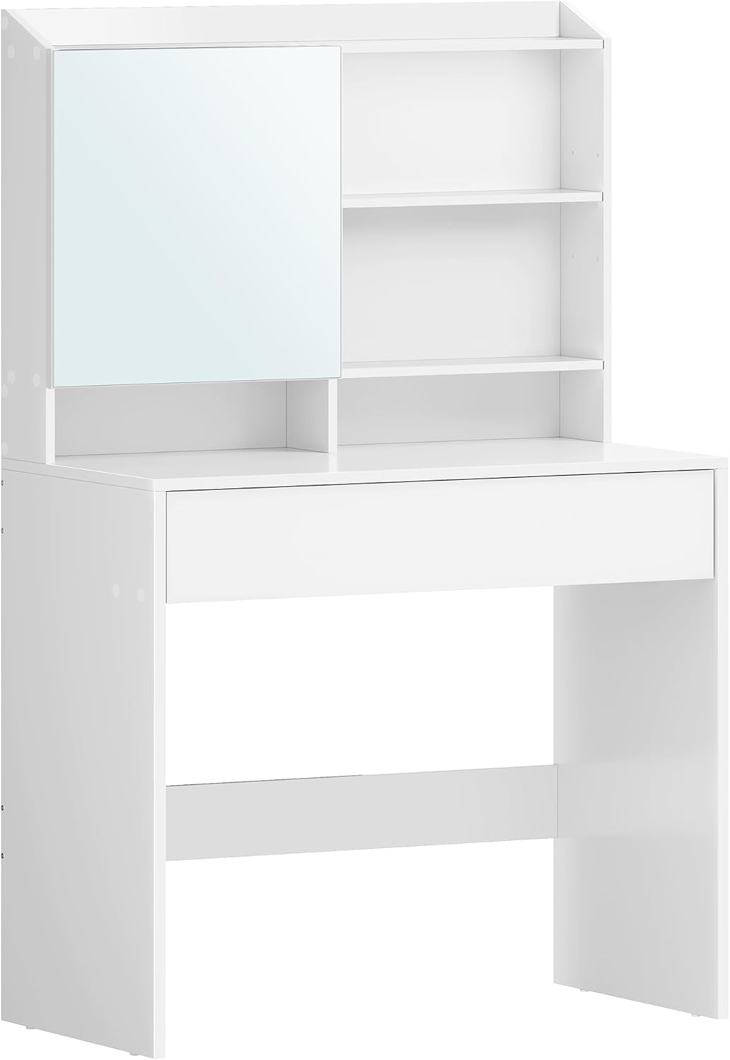 Detalle de VASAGLE RDT118W01 Dressing Table with Mirror, Adjustable Shelves and Drawer
