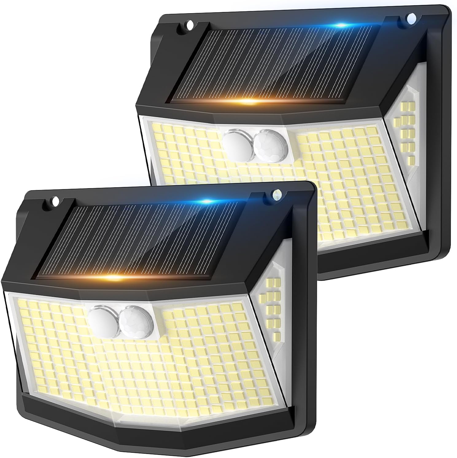 Detalle de Solar Security Lights Outdoor Garden: 248 LED Solar Motion Sensor Light (2 Pack) with 270° Wide Angle, IP65 Weatherproof