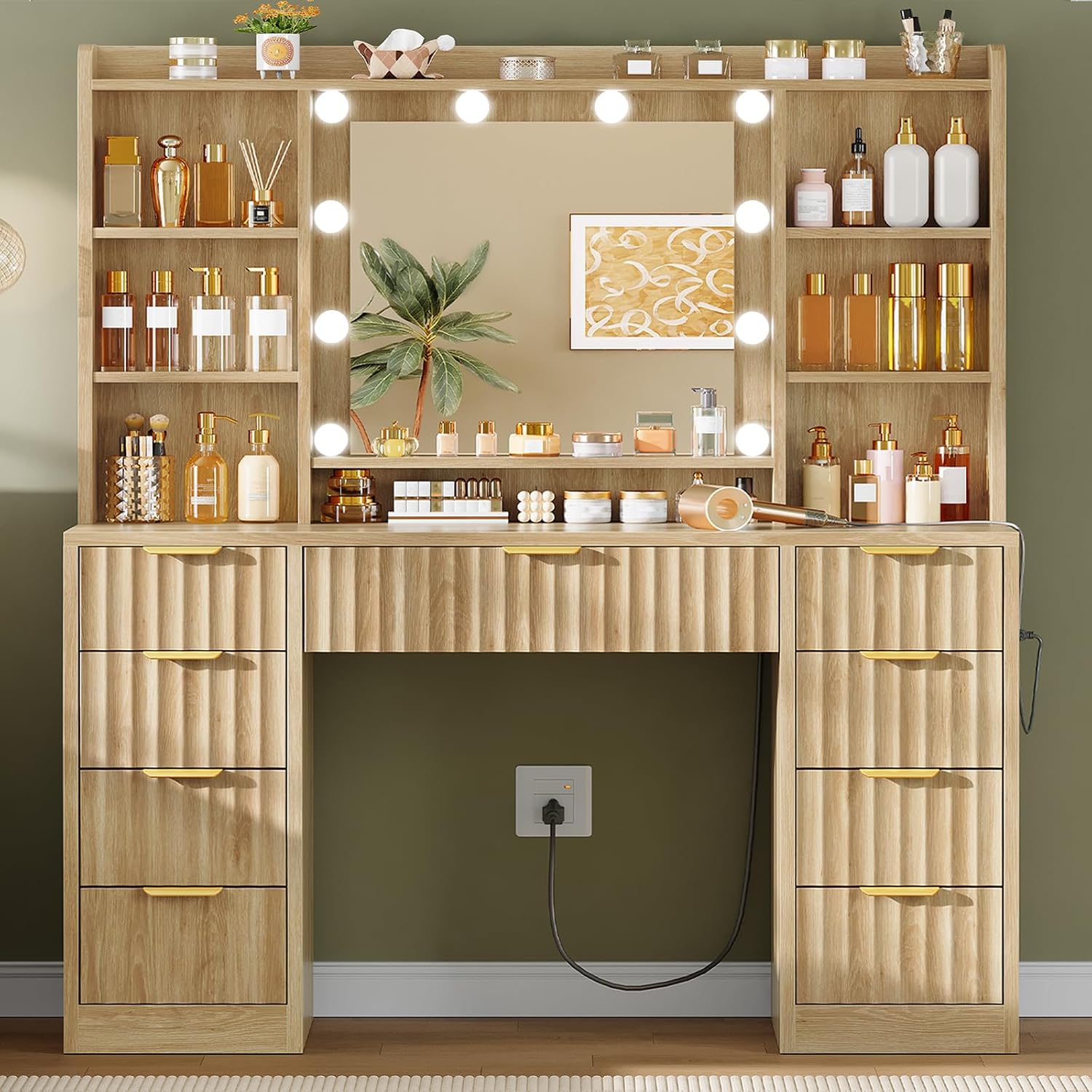 Detalle de FIONESO Vanity Desk with 9 Drawers