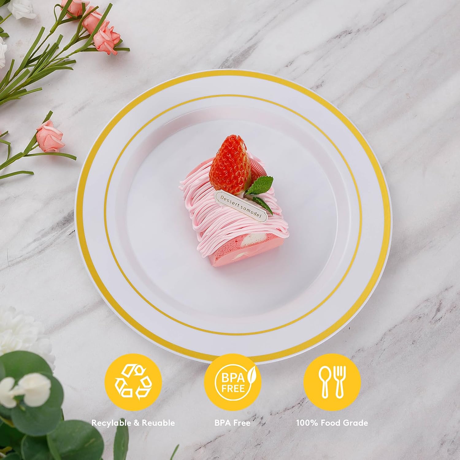 Thumbnail 4 de Goodluck 200PCS Gold Plastic Plates 🍽️