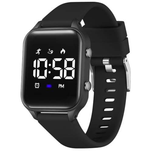 Detalle de Timever L6615E Kinder-Digitaluhr mit Schrittzähler, Vibrationsalarm und Silikonarmband