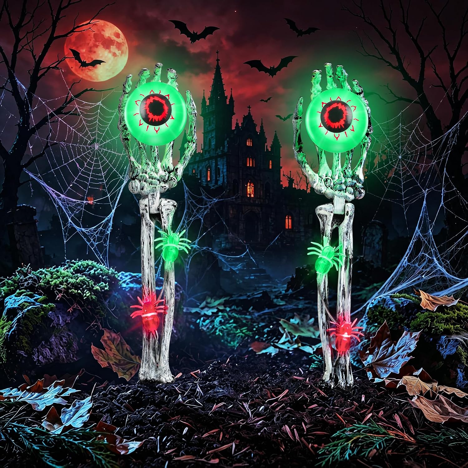 Detalle de Halloween Skeleton Hand Stake Lights, 2-Pack