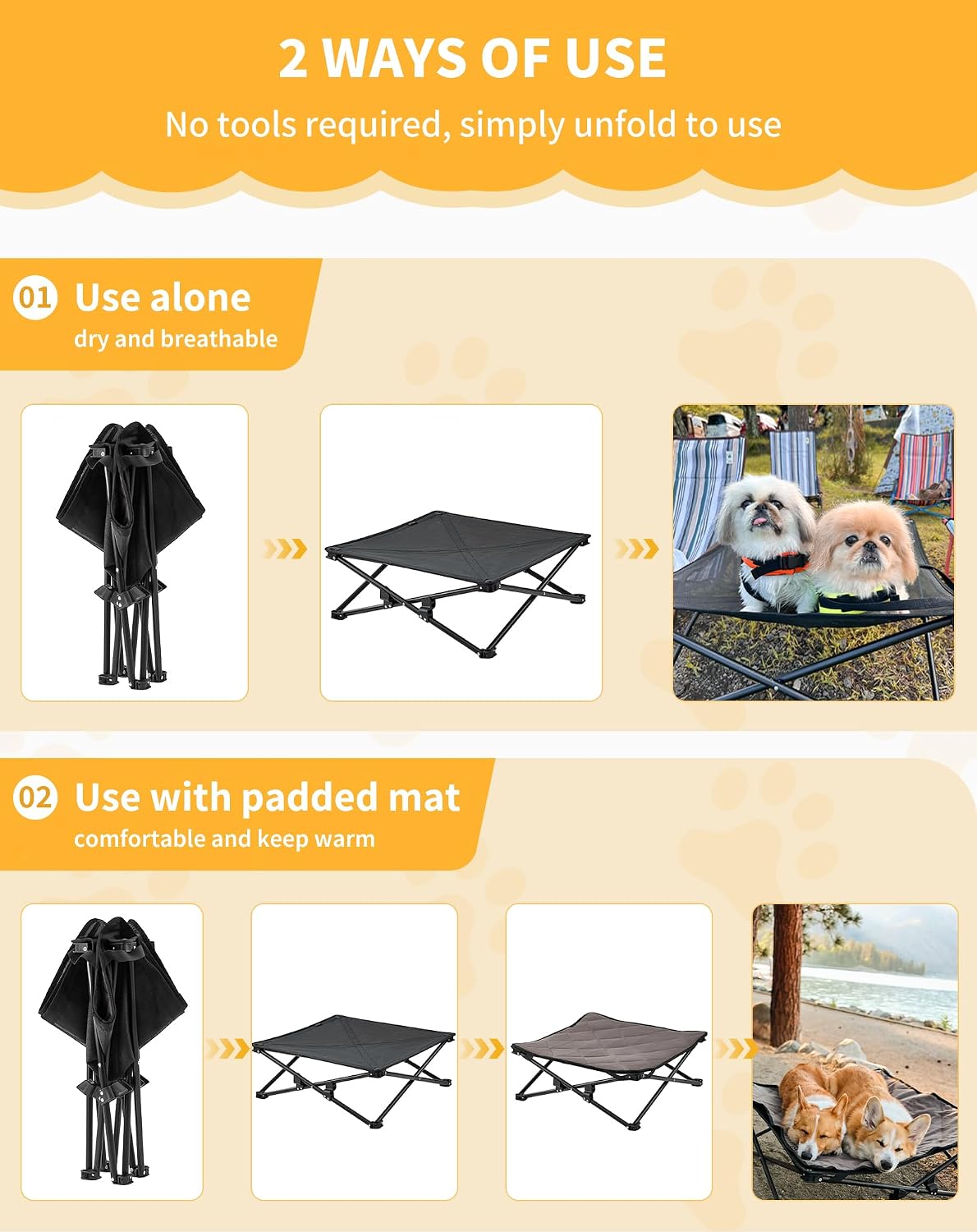 Thumbnail 6 de KingCamp Raised Dog Bed Outdoor & Indoor (Foldable, Removable Mat) – M up to 60kg