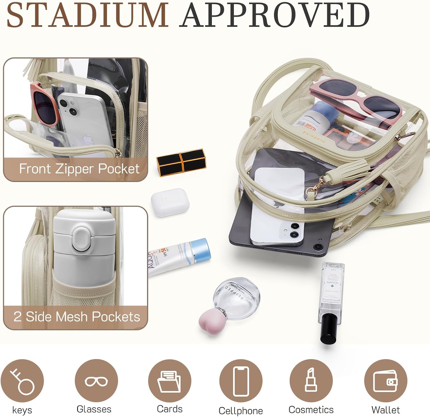 Detalle de Missnine Clear Backpack, 0.5mm PVC