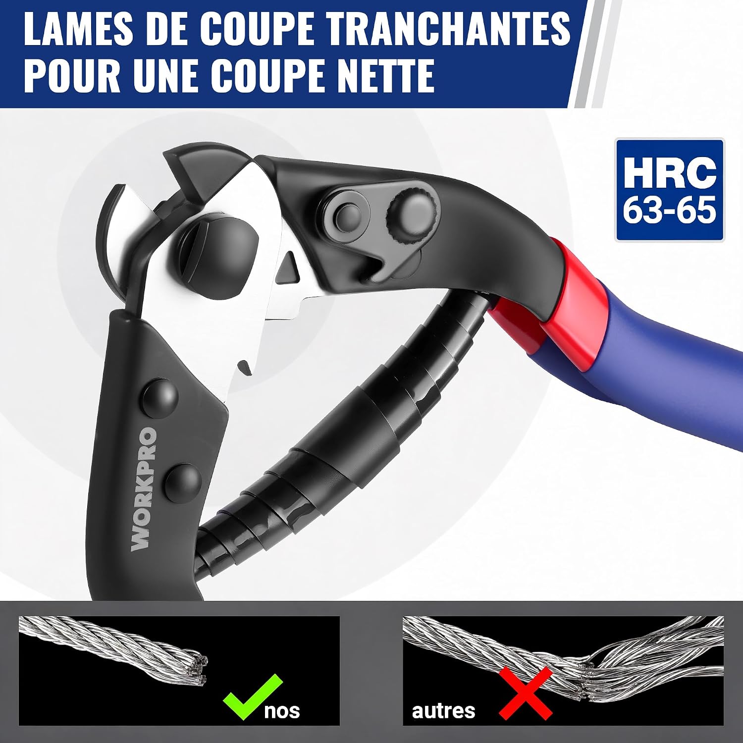 Thumbnail 4 de WORKPRO W015066AE kabelkniptang 190 mm, gesmeed met geharde Cr-V-bek