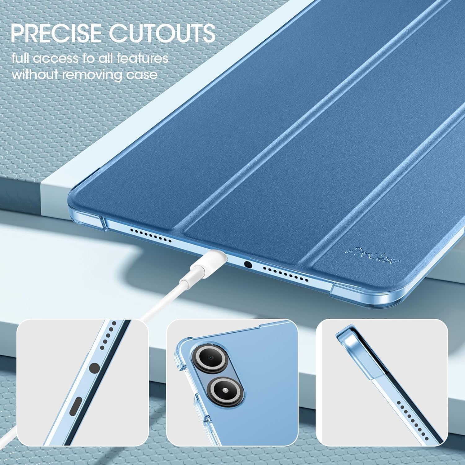 Detalle 2 de ProCase Hülle für Xiaomi Redmi Pad Pro 12,1 Zoll (2024) – Dünn, schützend, translucente Rückseite, Blau