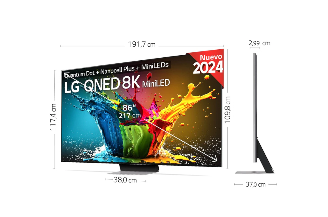 Detalle de LG 86QNED99T9B.OUTLET: Smart TV 86" QNED MiniLED 8K 2024, experiencia premium a gran tamaño