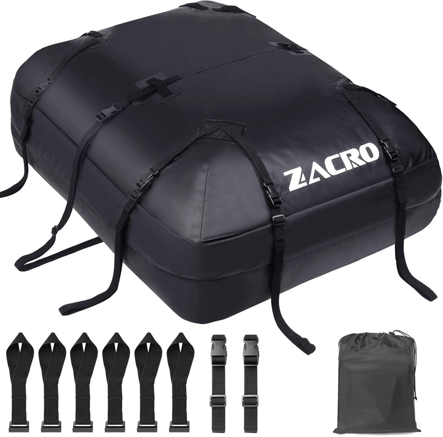 Detalle de Zacro Car Roof Bag – 15 Cubic Feet, Waterproof Foldable Carrier