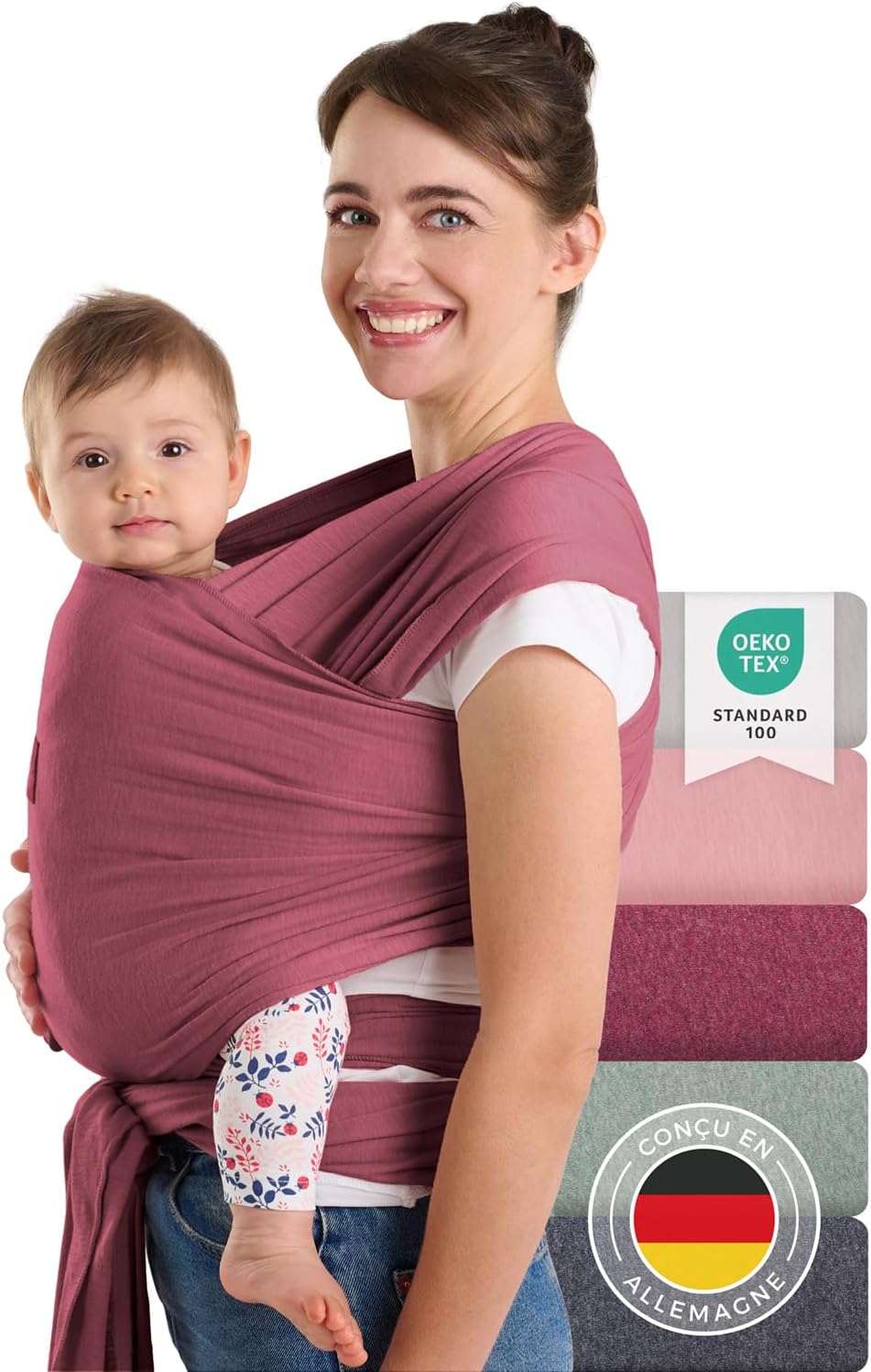 Thumbnail 6 de Laleni écharpe de portage bébé nouveau-né jusqu’à 15 kg en coton OEKO-TEX, beige (porte-bébé physiologique)