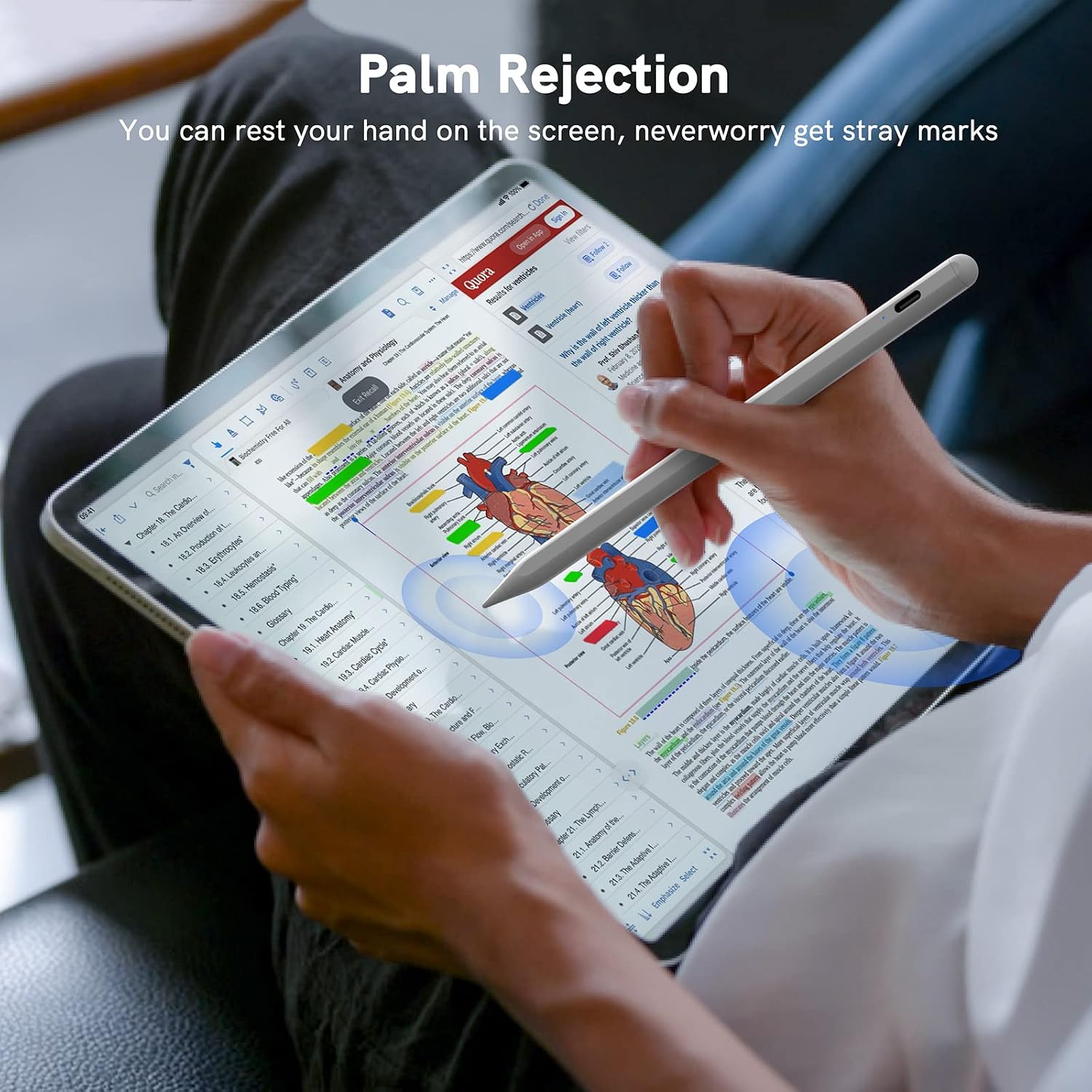 Detalle de KECOW iPad-stylus met handpalmafwijzing, kanteldetectie en magnetische bevestiging