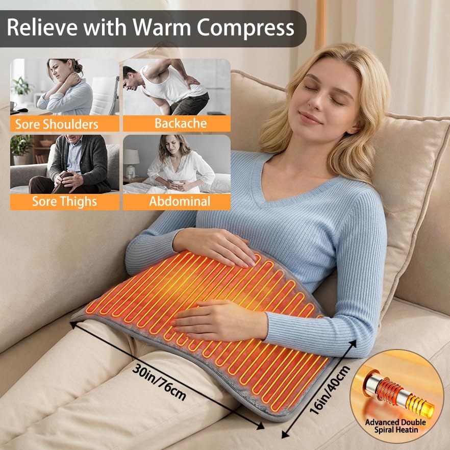 Detalle de Cuplu AQ-CP60-YRY3 30 x 16 in Electric Heating Pad, 6 Heat Settings
