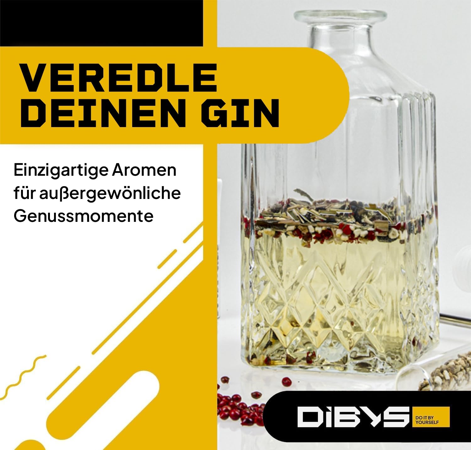 Detalle de DIBYS Gin-Gewürze-Set Mini – 12 Botanicals, 4 Rezeptkarten, Gewürzlexikon & Holzbox