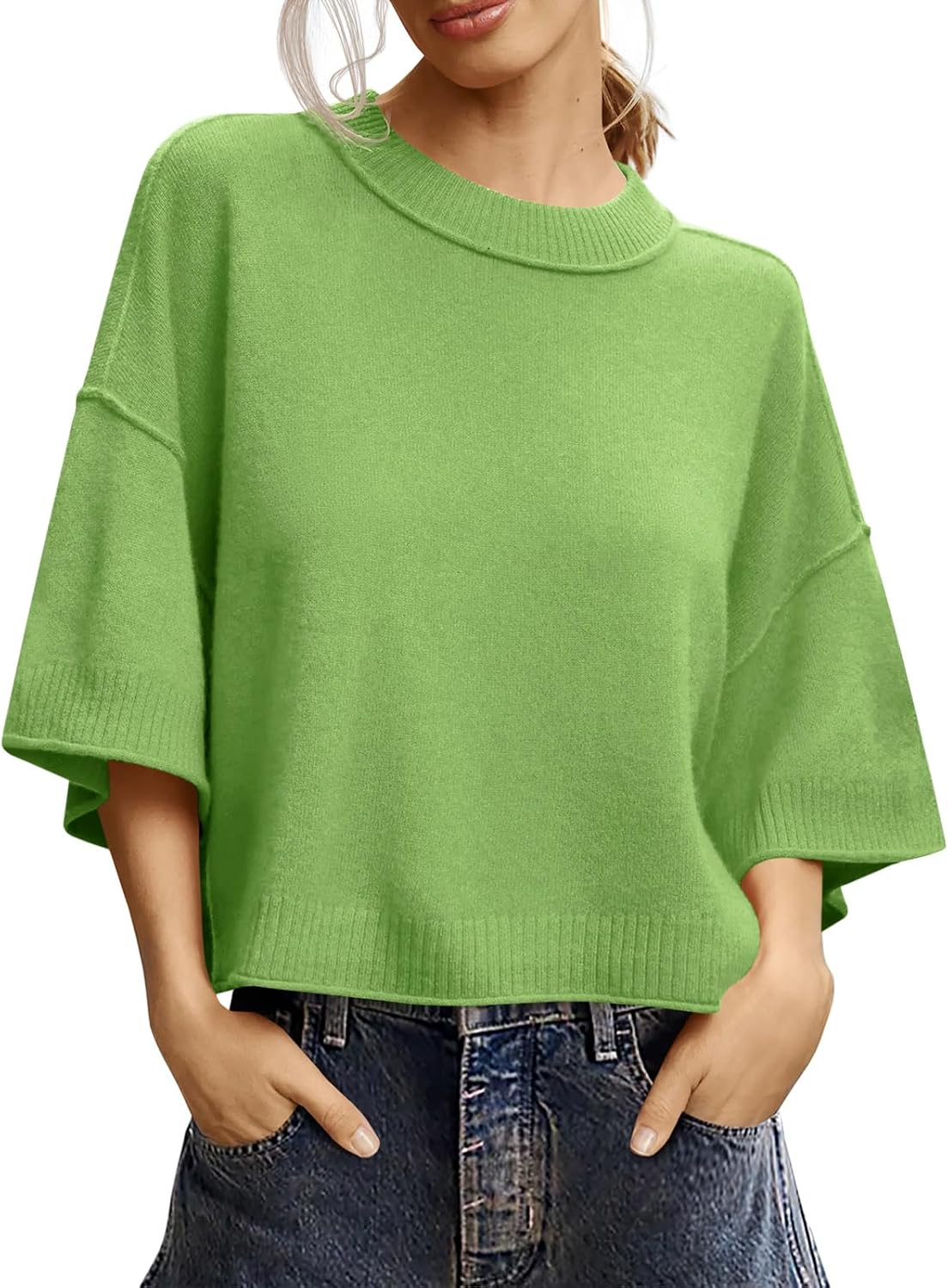 Thumbnail 5 de Saodimallsu Cropped Oversized Short Sleeve Sweater