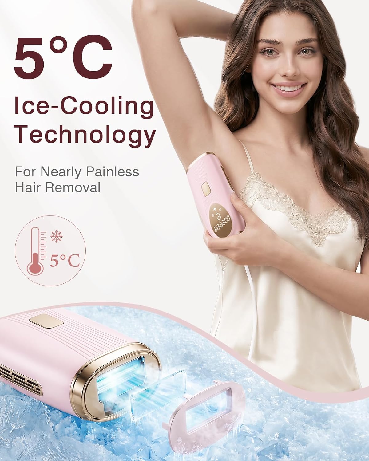 Detalle 2 de TIIMAGIC IPL Laser Hair Removal Device for Women and Men - Ice Cooling, 9 Levels, 999,900 Flashes, At-Home Use