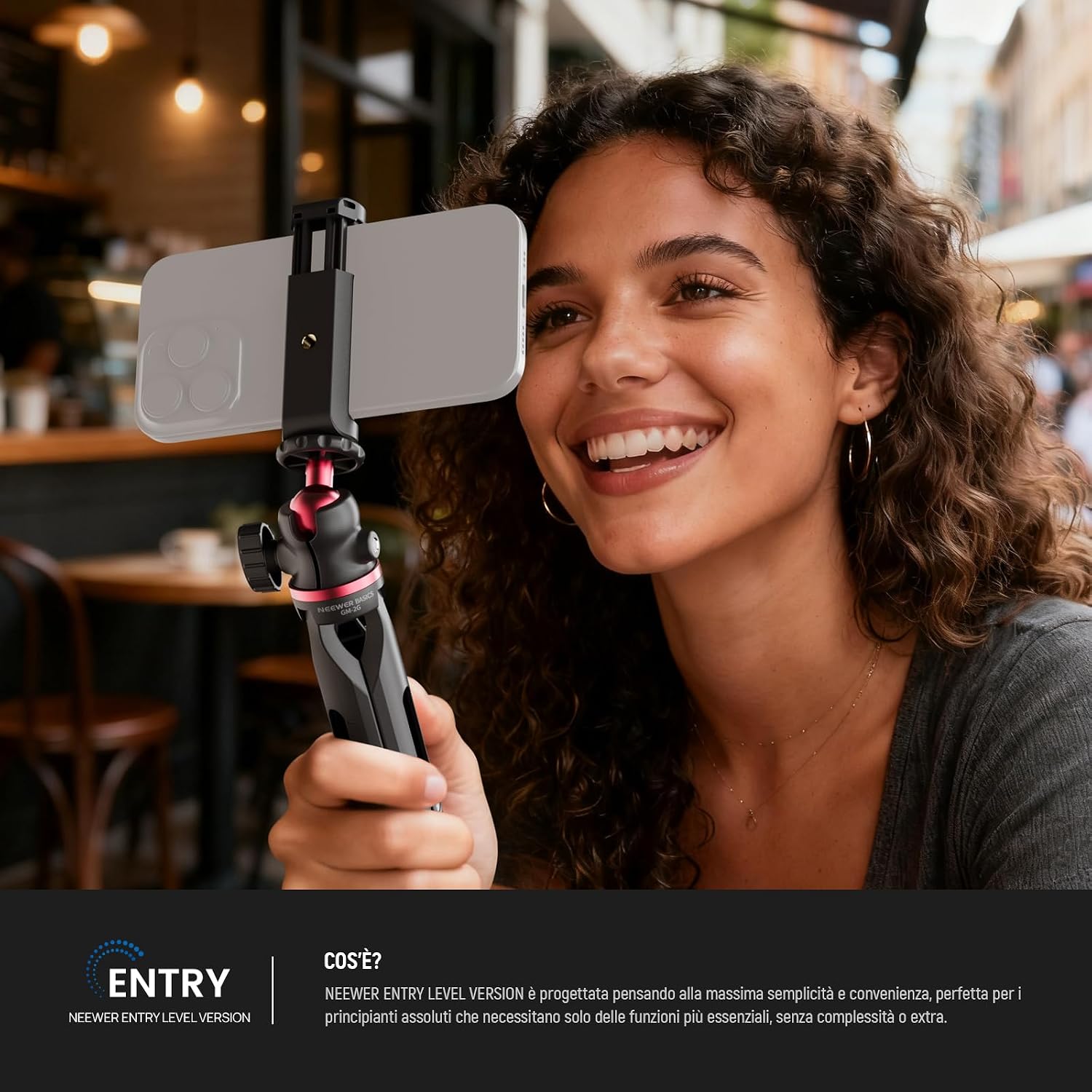 Detalle de NEEWER Entry Level Version Mini treppiede per fotocamera con presa selfie e rotazione 360° (GM-2G)