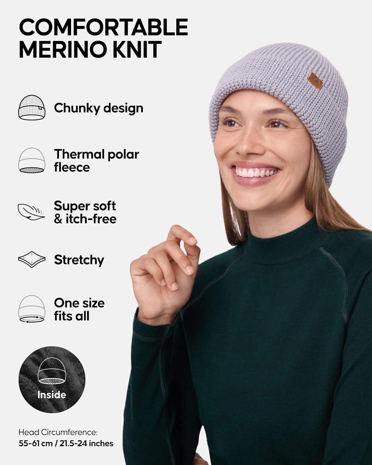 Detalle 2 de DANISH ENDURANCE Merino Wool Beanie 55-61 cm