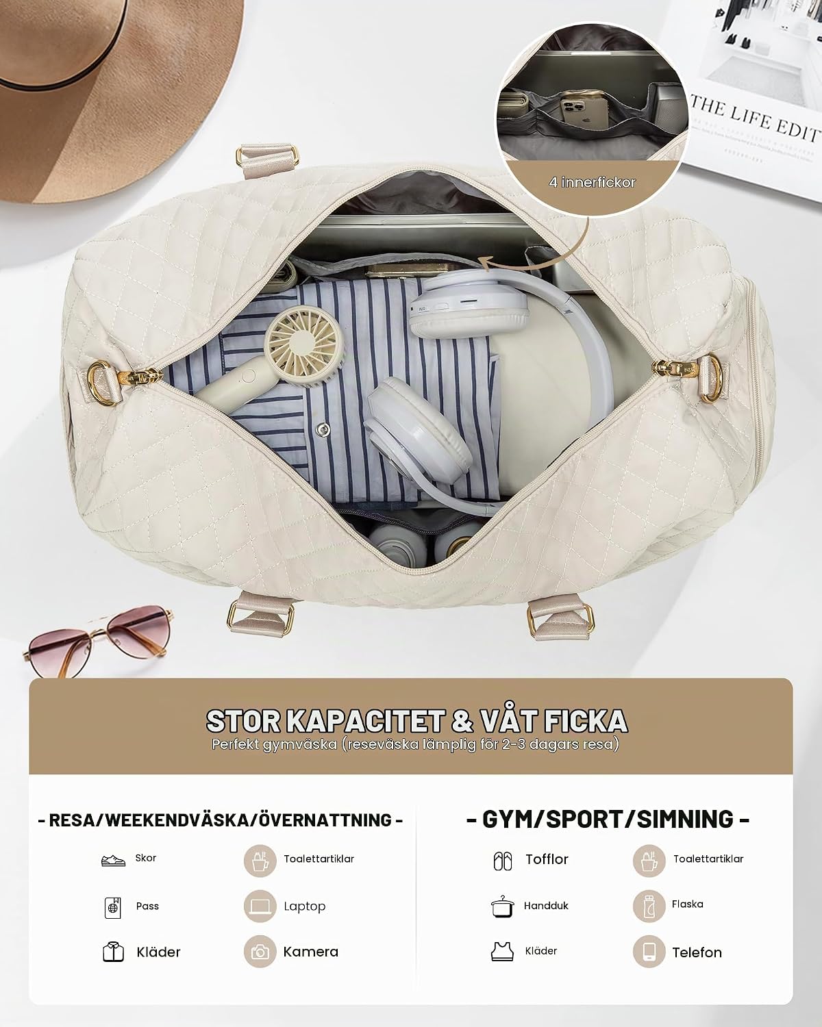 Detalle 2 de LOVEVOOK resväska för handbagage med skofack och våtfack