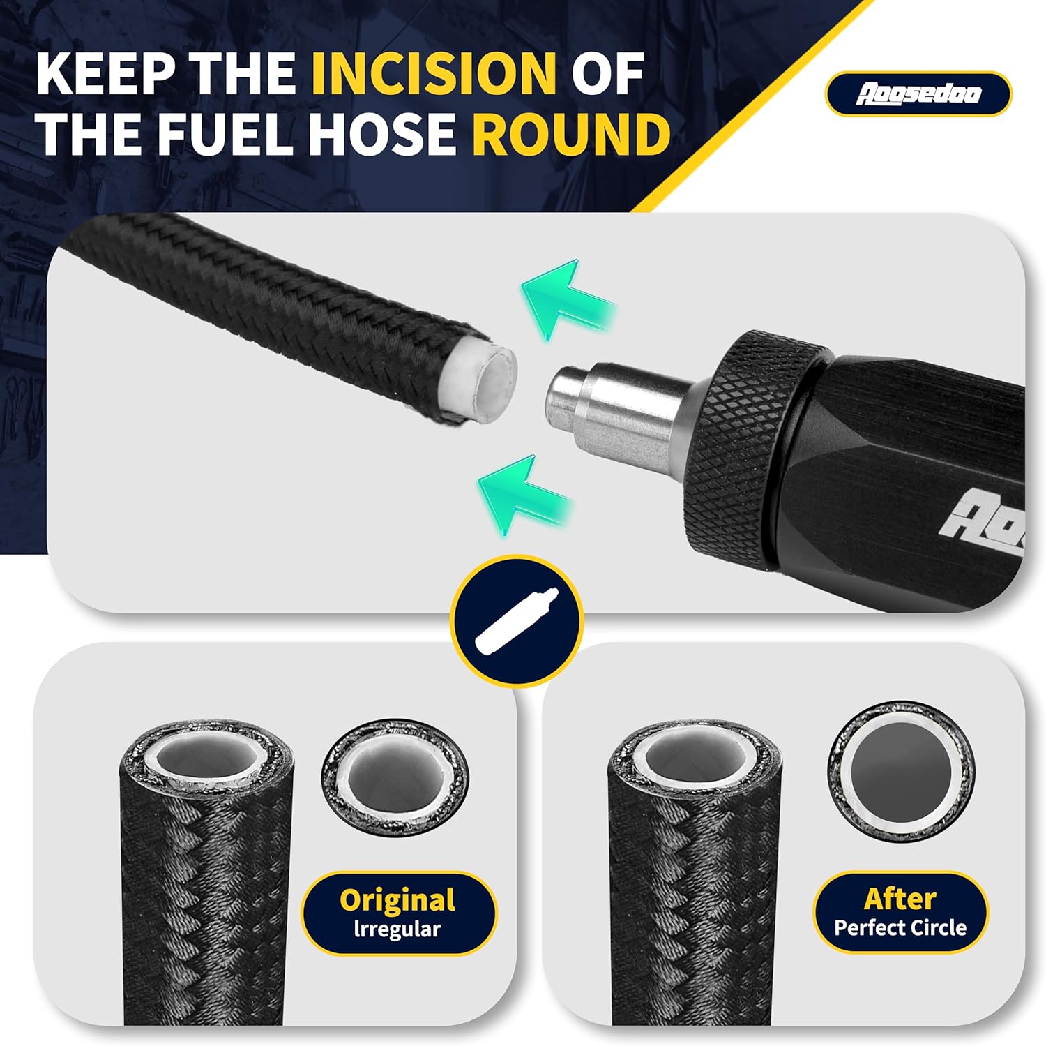 Detalle de AOOOSEDOO PTFE Hose Assembly Tool with Double-Ended AN Fittings Wrench (6AN-8AN) and Reaming Kit