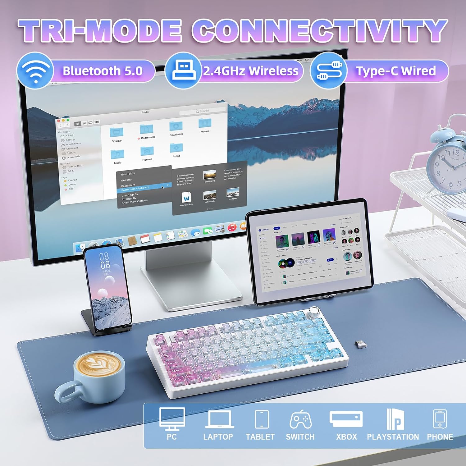 Detalle de MIKIBY N75 V2 Mechanical Keyboard: 75% Layout, Gasket, Tri-Mode Wireless