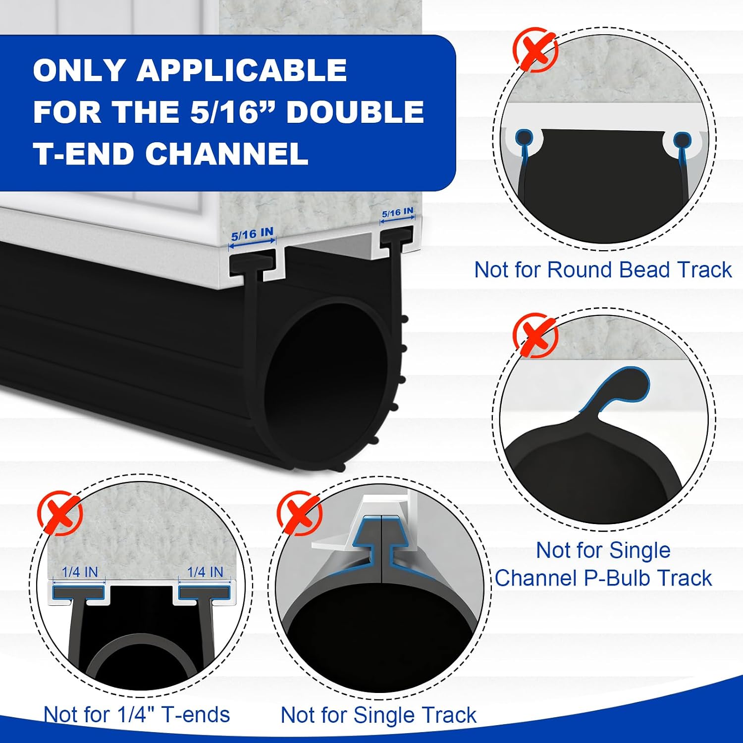 Detalle 2 de DGSL 23 Garage Door Bottom Seal, 5/16 T-End Rubber, 16 ft