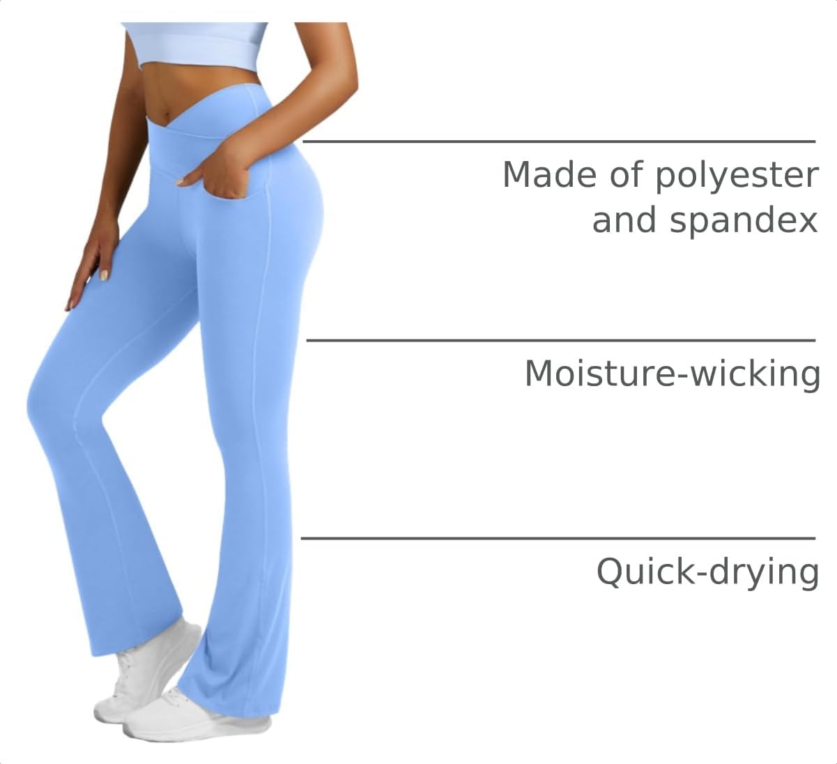 Detalle 2 de Flare Yoga Leggings with Pockets in Polyester-Spandex