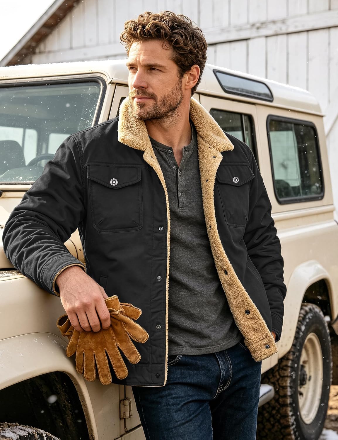 Thumbnail 2 de MAGCOMSEN Men's Sherpa Fleece Truck Coat, 5 Pockets, Snap-Button Front