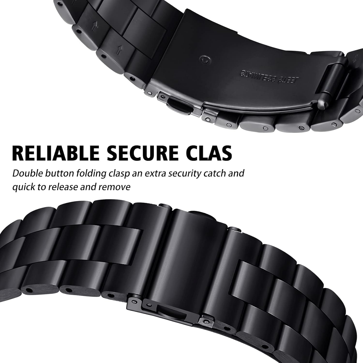Detalle de QAZNZ Stainless Steel Link Band for Apple Watch (38–42mm) – 42mm Series 10/11 Compatible, Black