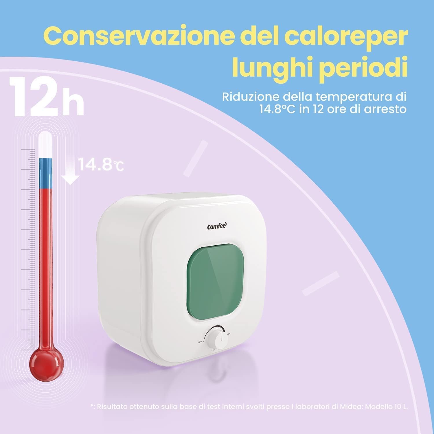 Detalle 2 de COMFEE' Scaldabagno Elettrico 10 Litri – D10-15VEO: compatto, sicuro e semplice da installare