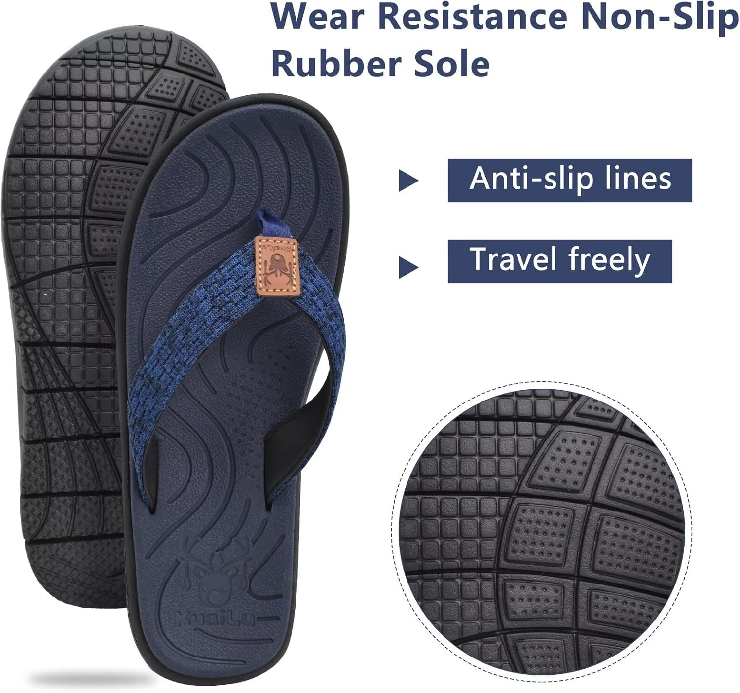 Thumbnail 4 de KuaiLu Damen Flip-Flops aus weichem Leder/Stoff – rutschfeste Badelatschen für Sommer, Strand & Yoga-Matten