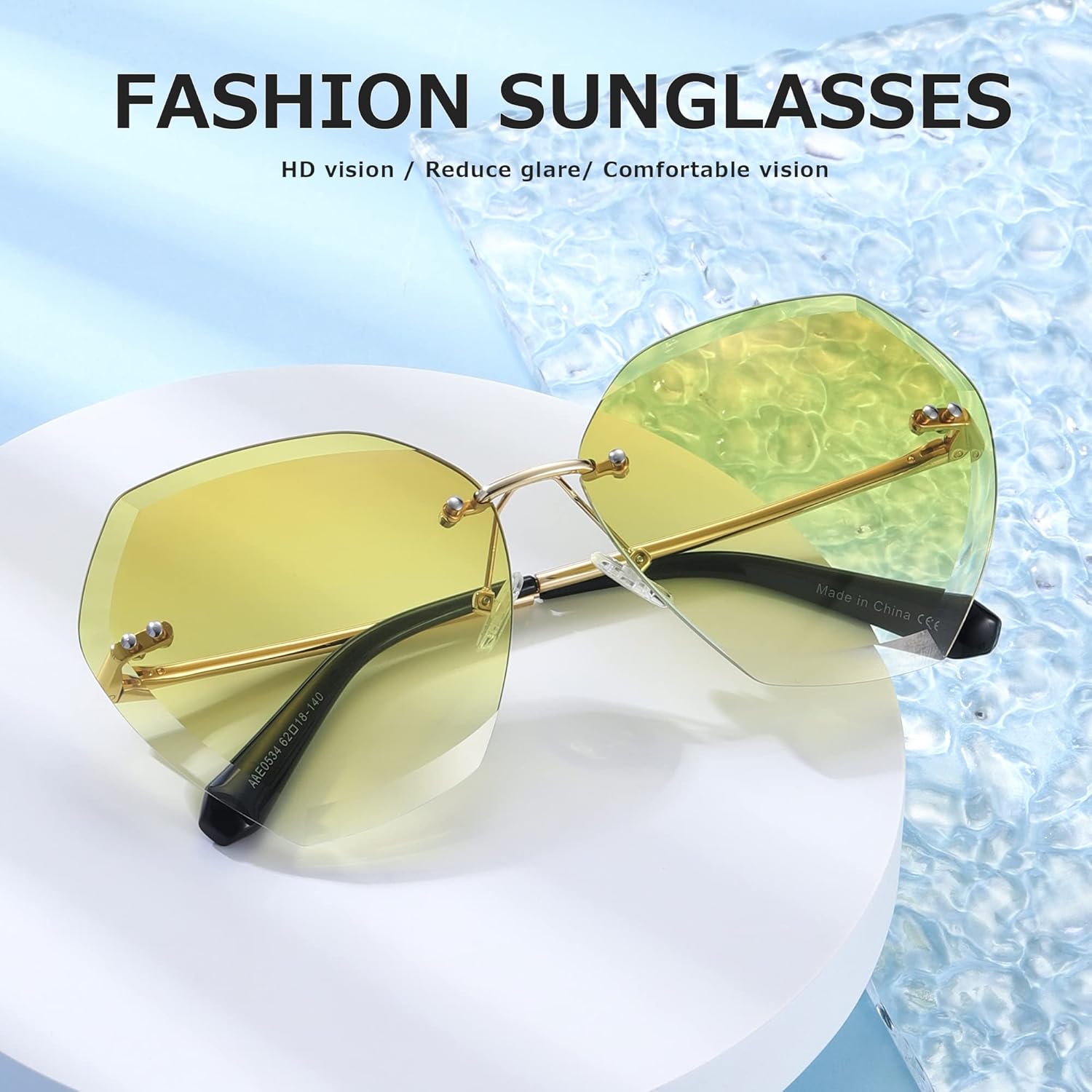 Thumbnail 1 de Kimorn Sunglasses for Women: Oversized Rimless Diamond Cutting Lens AE0534