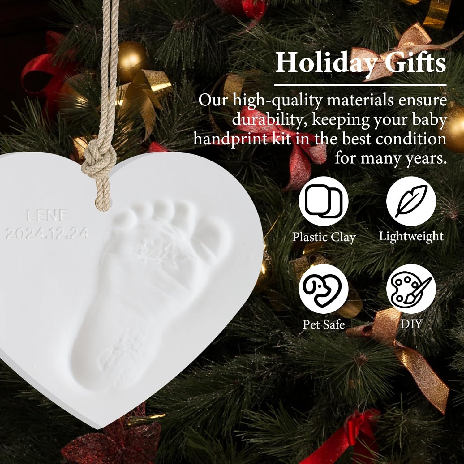 Detalle de Baby Handprint Ornament Kit – Personalised Keepsakes with Non-Toxic Clay