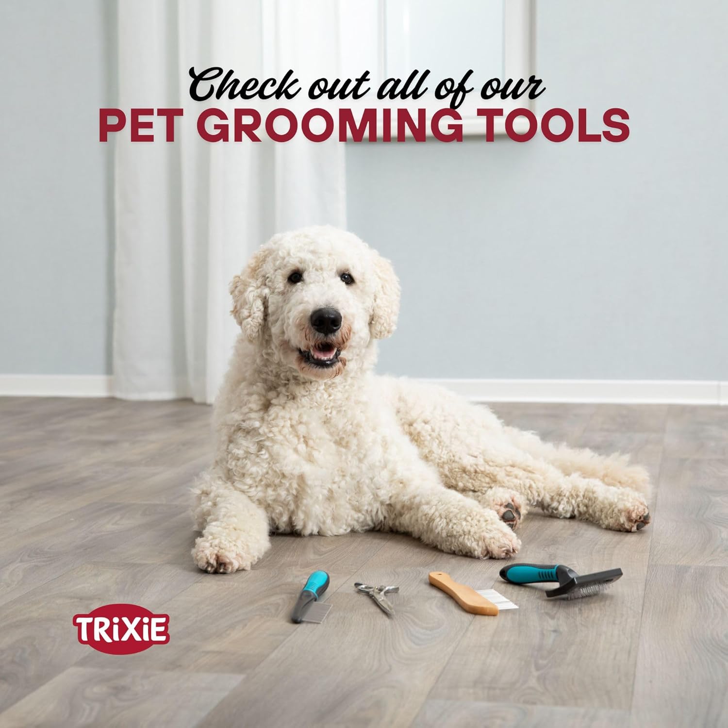 Thumbnail 4 de TRIXIE démêleur de pelage pour chien et sous-poil (dents en métal, poignée caoutchoutée) 22 cm noir/bleu