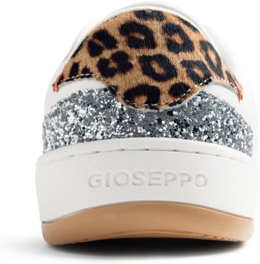 Detalle de GIOSEPPO Femme Enkare Basket : baskets cuir à motif zèbre avec touches lumineuses