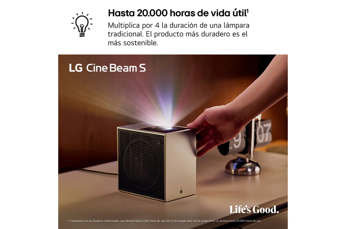 Detalle de LG CineBeam S PU615U: proyector láser 4K UHD de tiro ultra corto con webOS