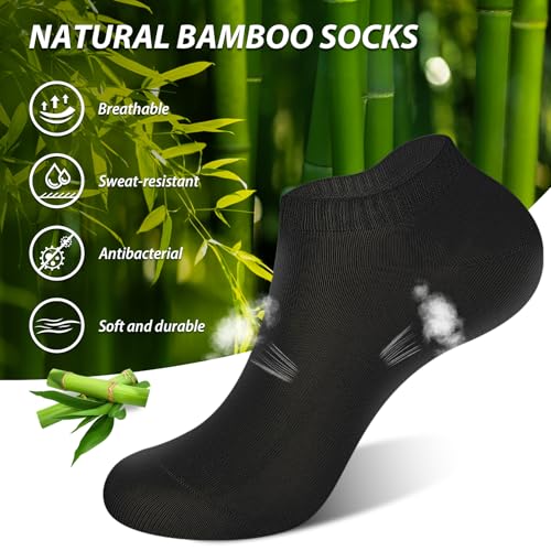 Detalle de SockWaddles Bamboo Trainer Socks – 10 Pairs, Black, Low Cut Seamless, Moisture-Wicking for Men and Women
