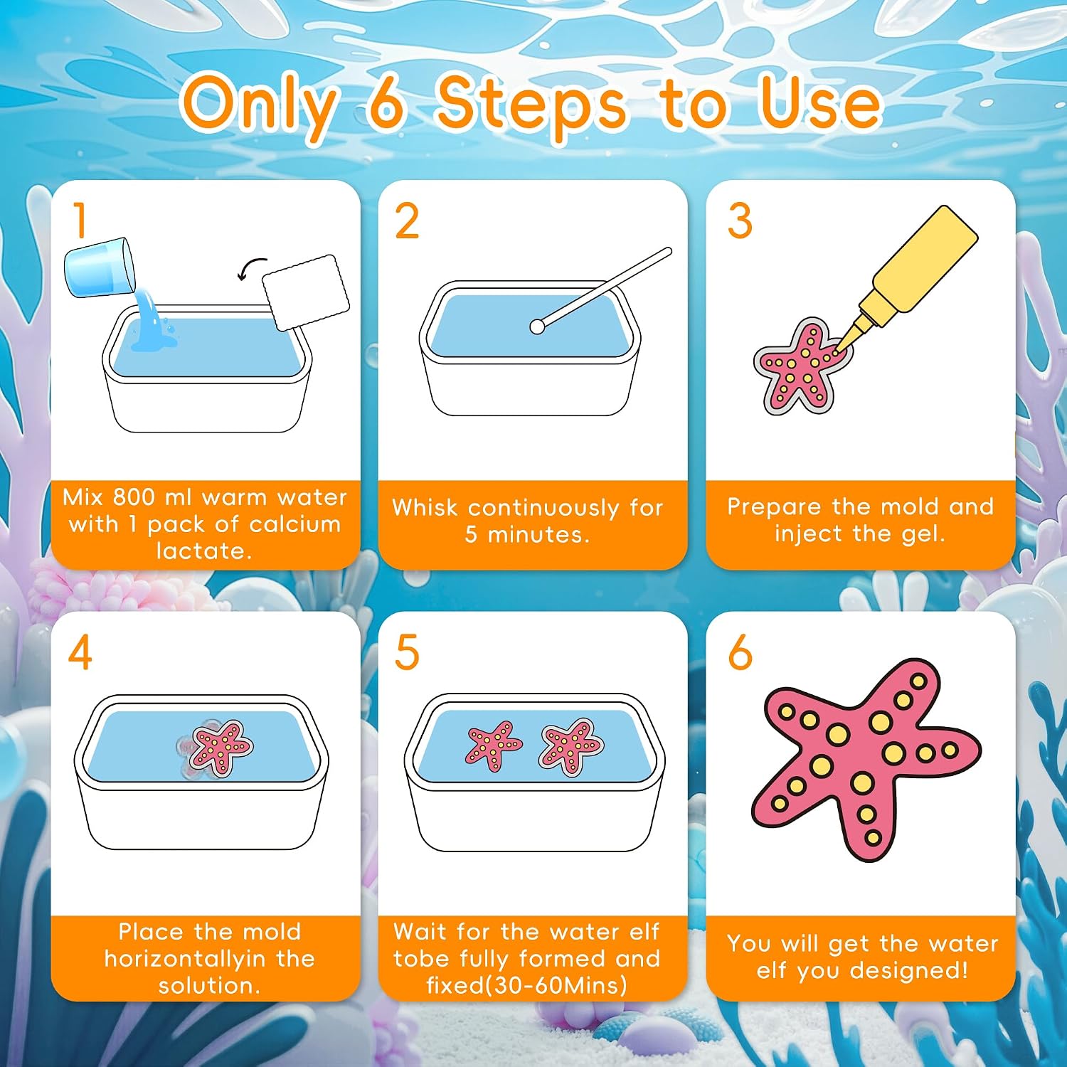 Detalle de Timetome Magic Water Elf Toy Kit for Kids (20 Gels + 10 Molds) — DIY Squishy Maker with Glitter & Glow Gels