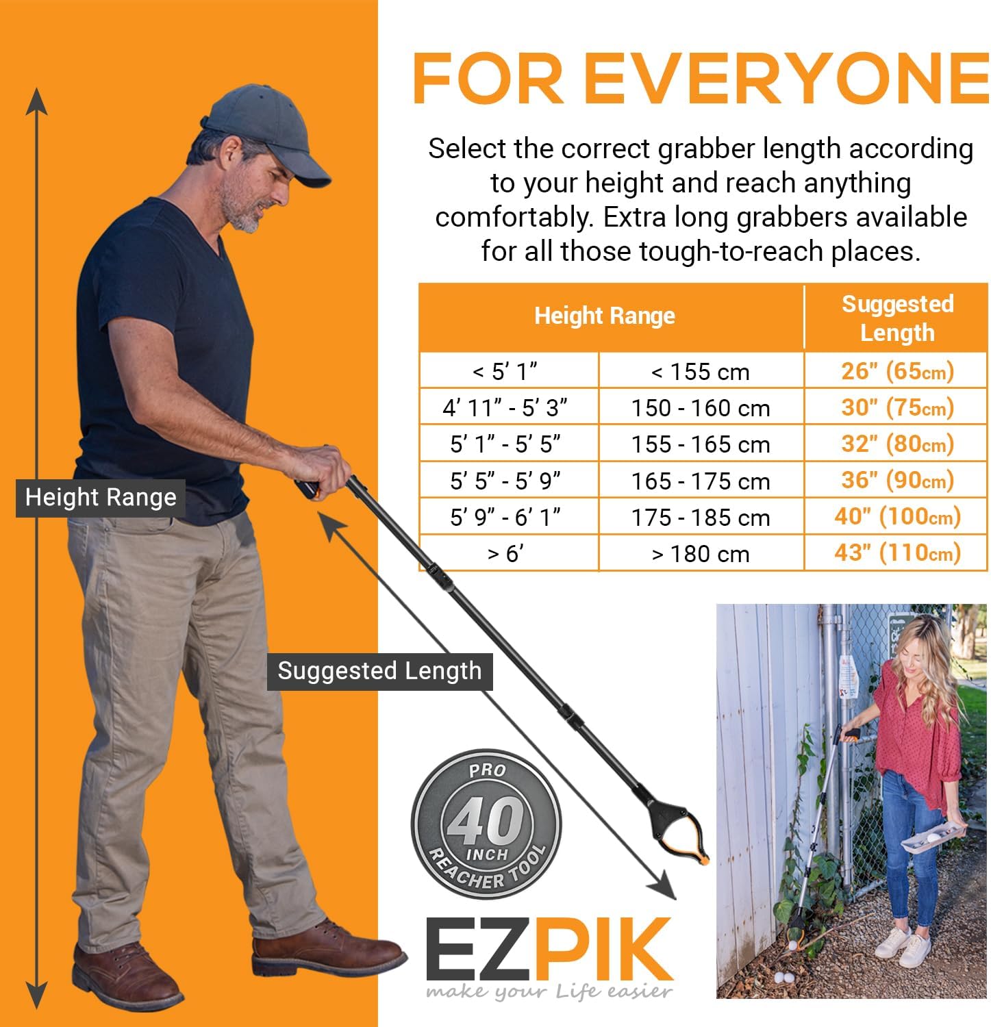 Thumbnail 6 de Ezpik 40-inch Flexible Grabber Pickup Tool (40") – 2-pack, foldable litter grabbers for adults