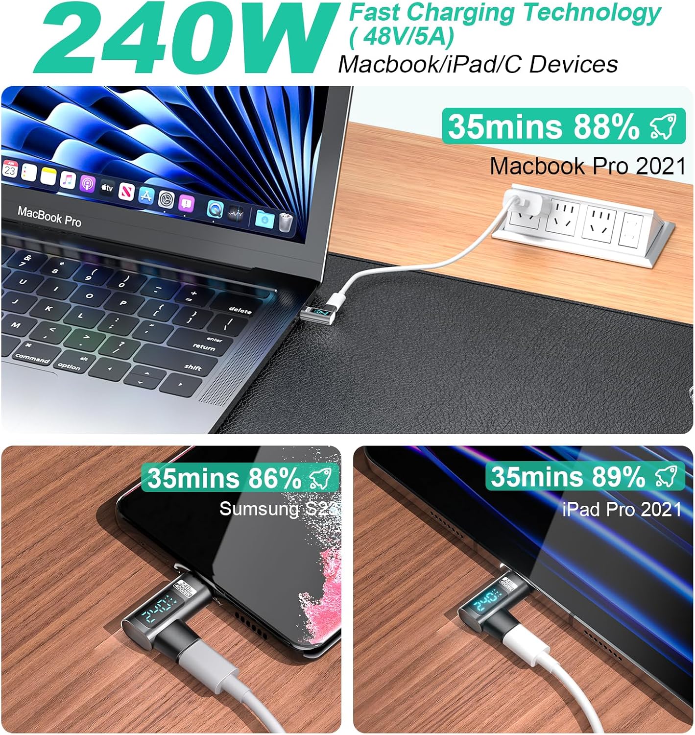 Detalle de Magnetischer USB-C-Adapter PD 240W 2er-Pack
