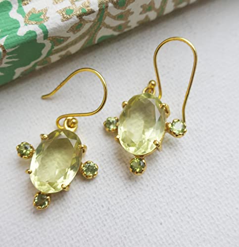 Thumbnail 4 de Zitronenquarz Peridot Ohrringe Silber 925 Vergoldet von Sophia Rose Jewellery