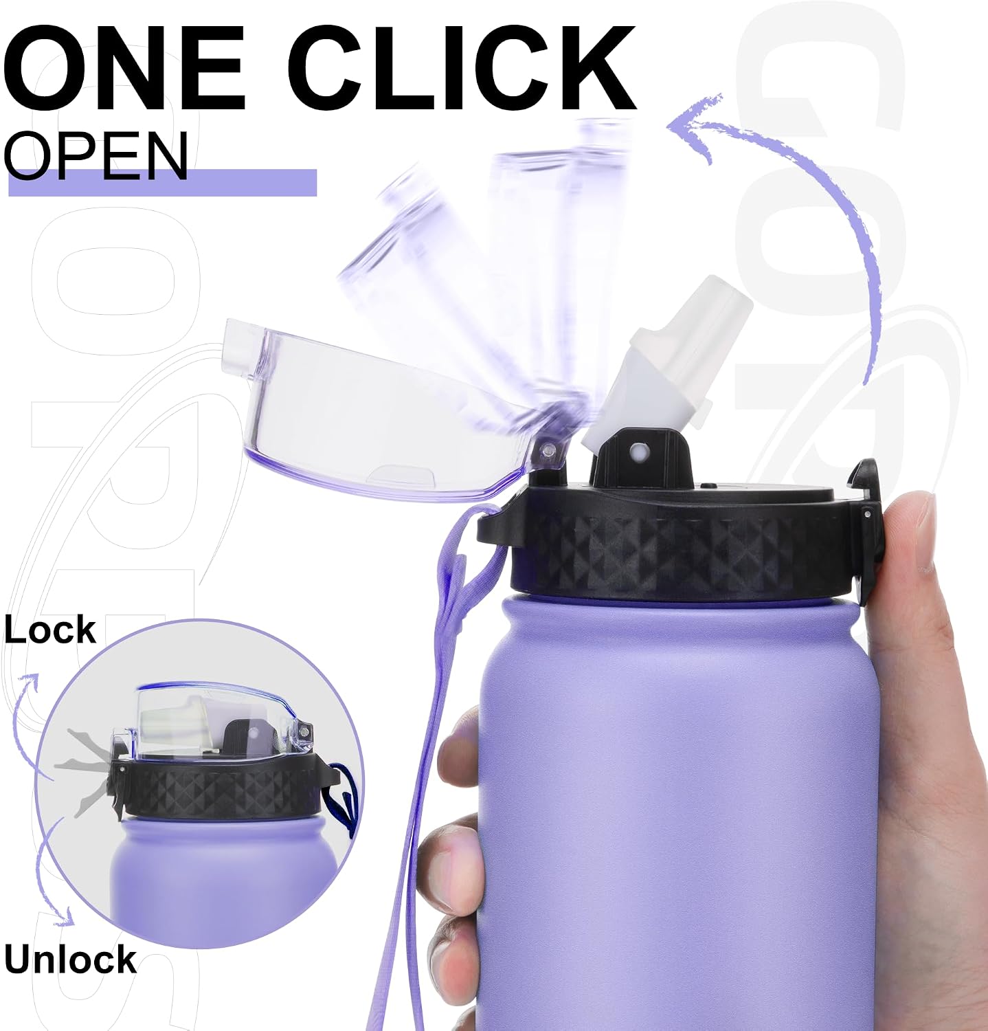 Thumbnail 1 de GOPPUS 1L Stainless Steel Water Bottle with Straw – Double Wall Insulated, Leakproof and Reusable