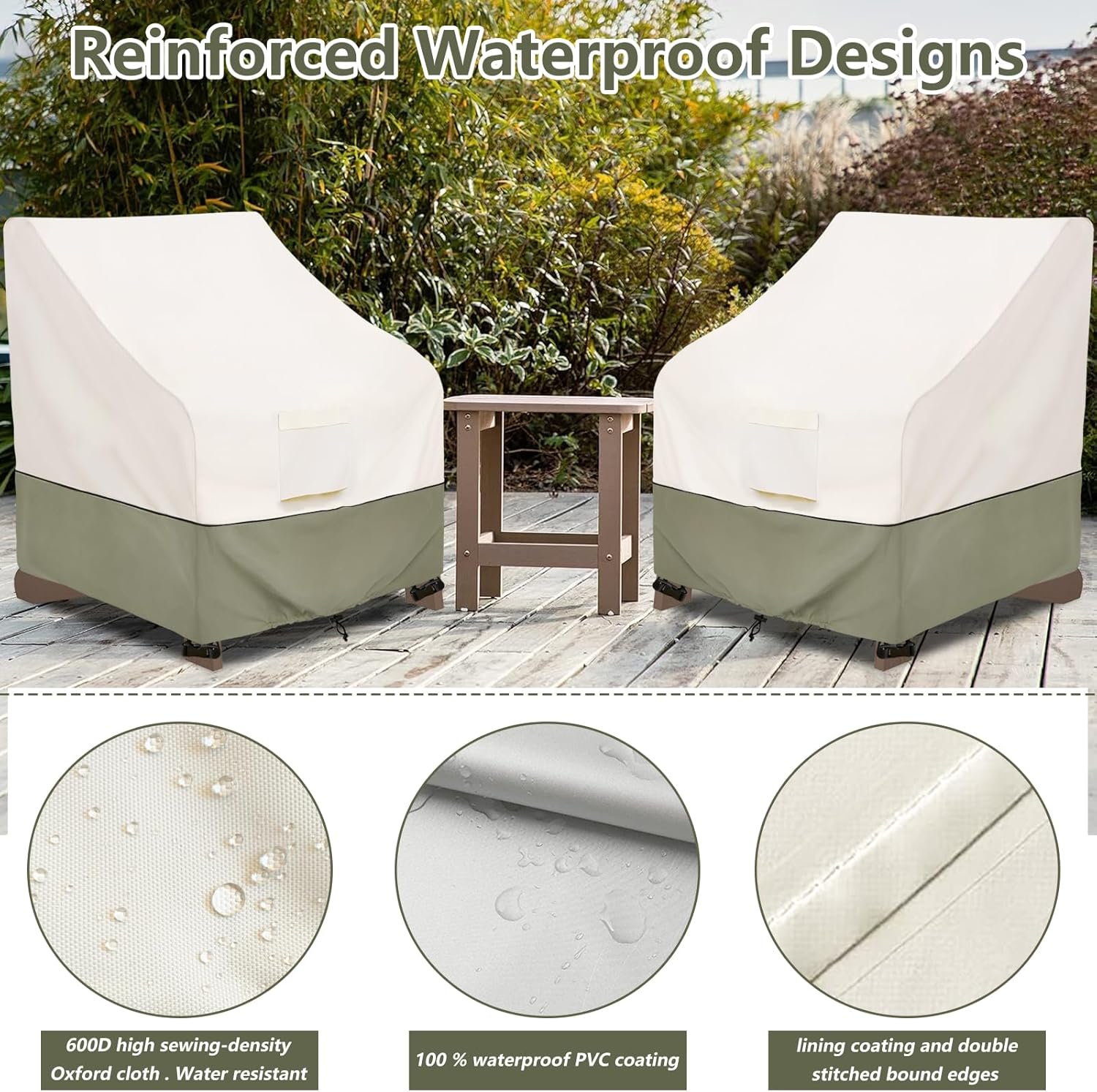Thumbnail 3 de Bitubi 1010-MB-2L Adirondack Chair Covers, 2-Pack Waterproof Oxford