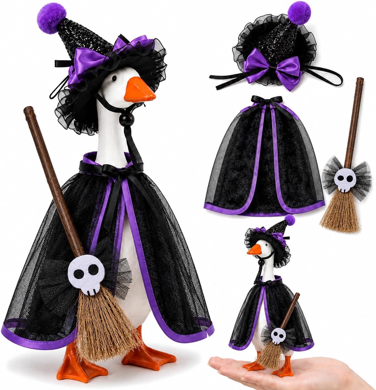 Detalle de SECVOY Desk Goose Halloween Outfits, 7-Inch Purple Witch Costume Set