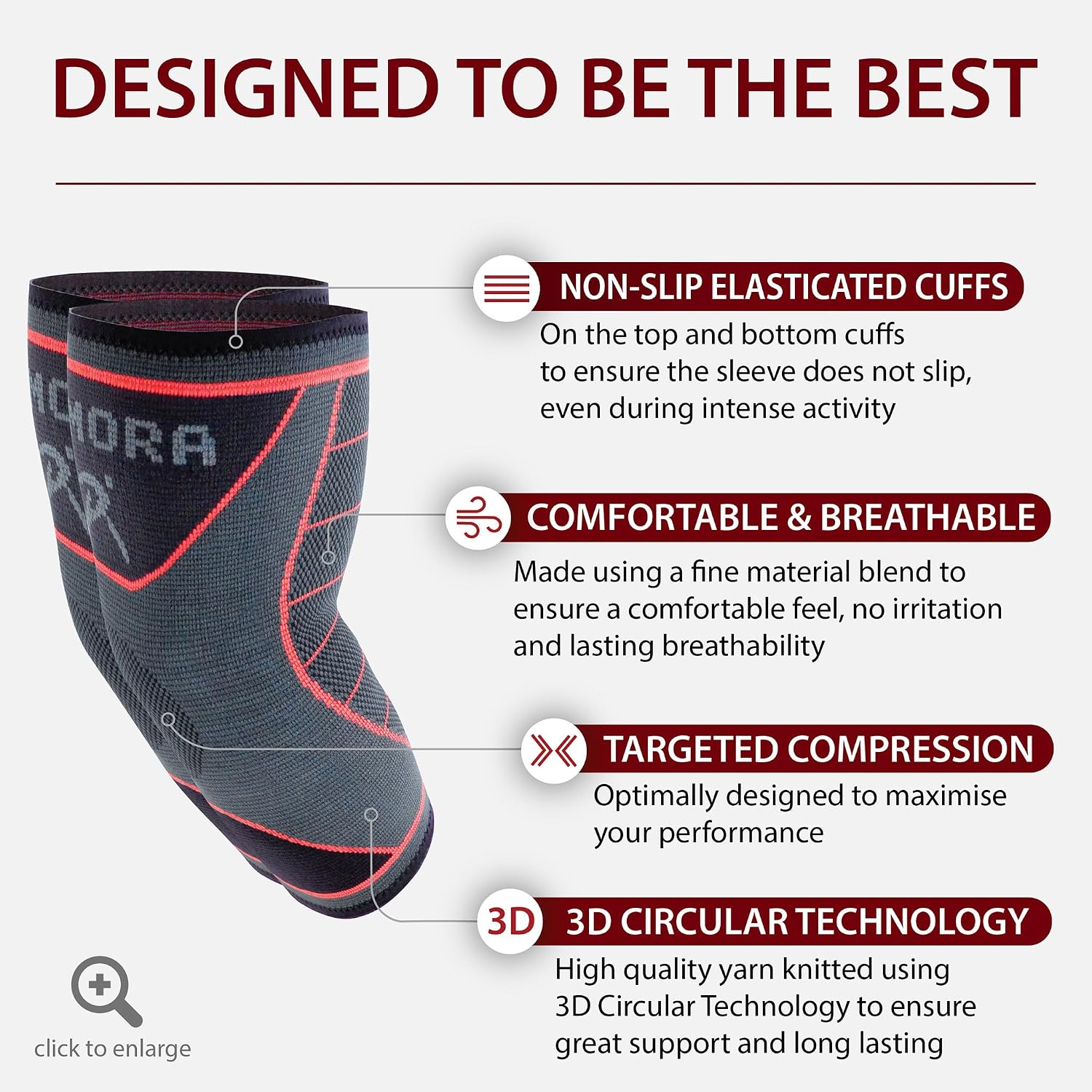Detalle de Rymora Elbow Support: Medium Compression Sleeves for Pain Relief and Support