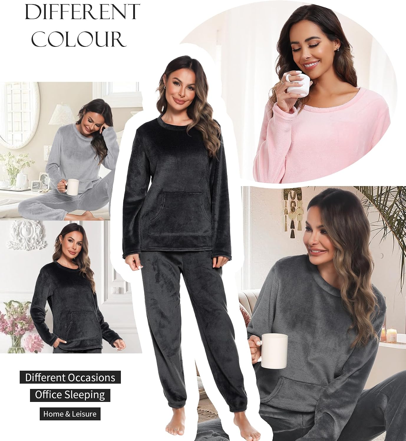 Thumbnail 4 de Lovasy Pyjama en Polaire femme, ensemble chaud avec poches ⚙