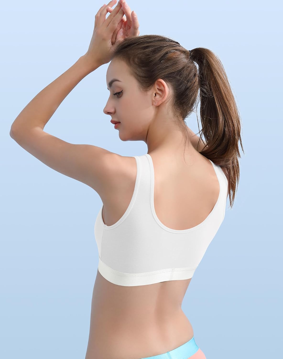 Thumbnail 2 de INNERSY Girls Cotton Crop Top Sports Bra – 3 Pack, Non-Padded, Non-Wired (6–16 years)